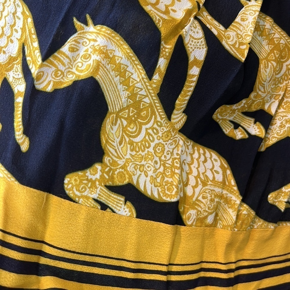 Maeve Anthropologie Pleated Skirt 2 Black Gold Horse - Picture 3 of 7